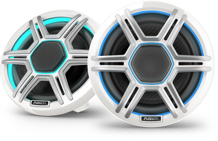 FusionApolloSpeakers_6.5inch_SportsWhite_FrontLeft_Cyan_Blue_Group.png