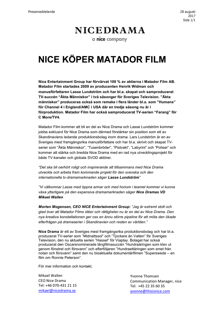 Nice buys Matador Film