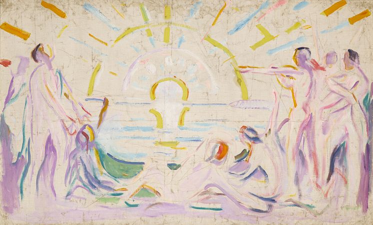 Edvard Munch: Sol og oppvåknende nakne menn / The Sun and Awakening Nude Men (1910-1911)