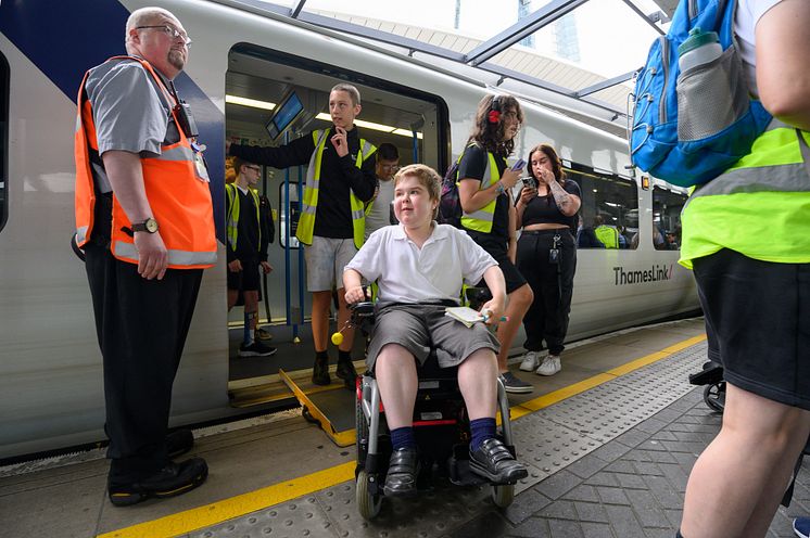 Student Ryan alights a Thameslink service from Burgess Hill at London Bridge