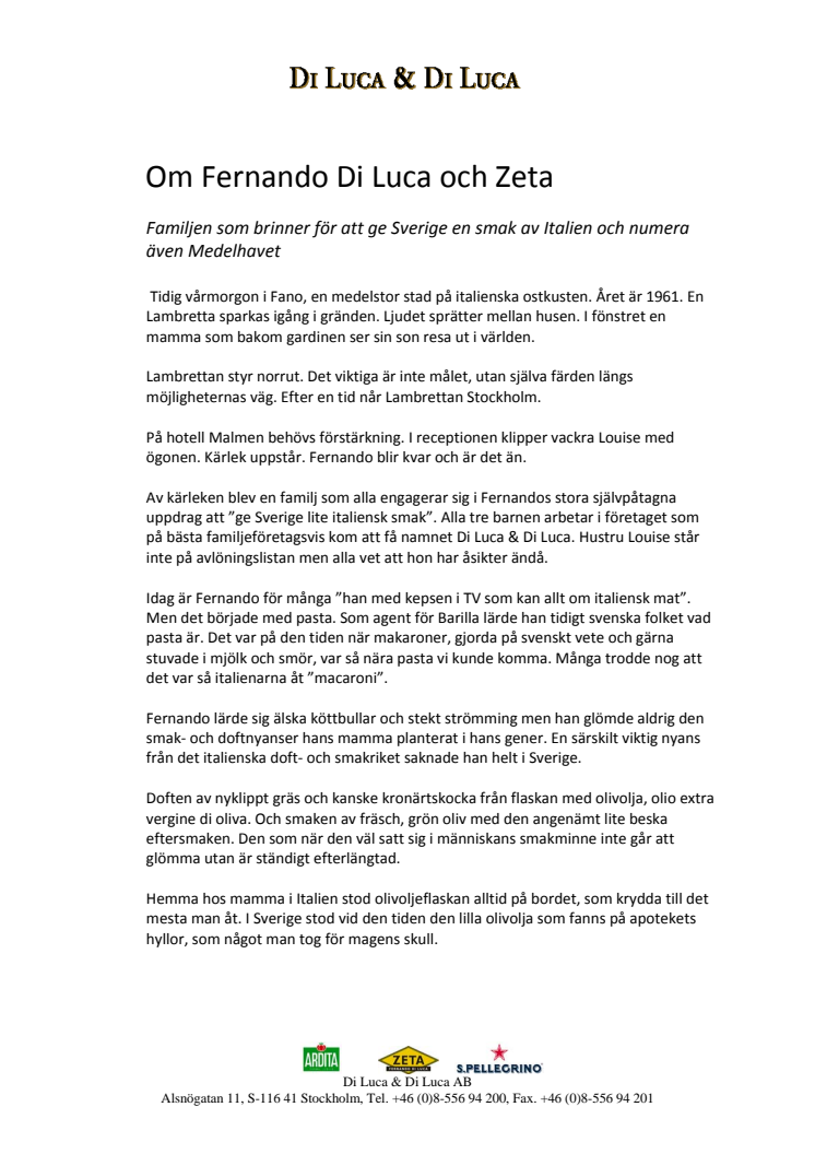Om Fernando Di Luca och Zeta