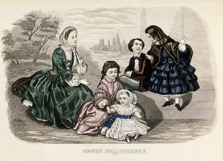 Illustration ur Stockholm modejournal 1855, Nordiska museet.