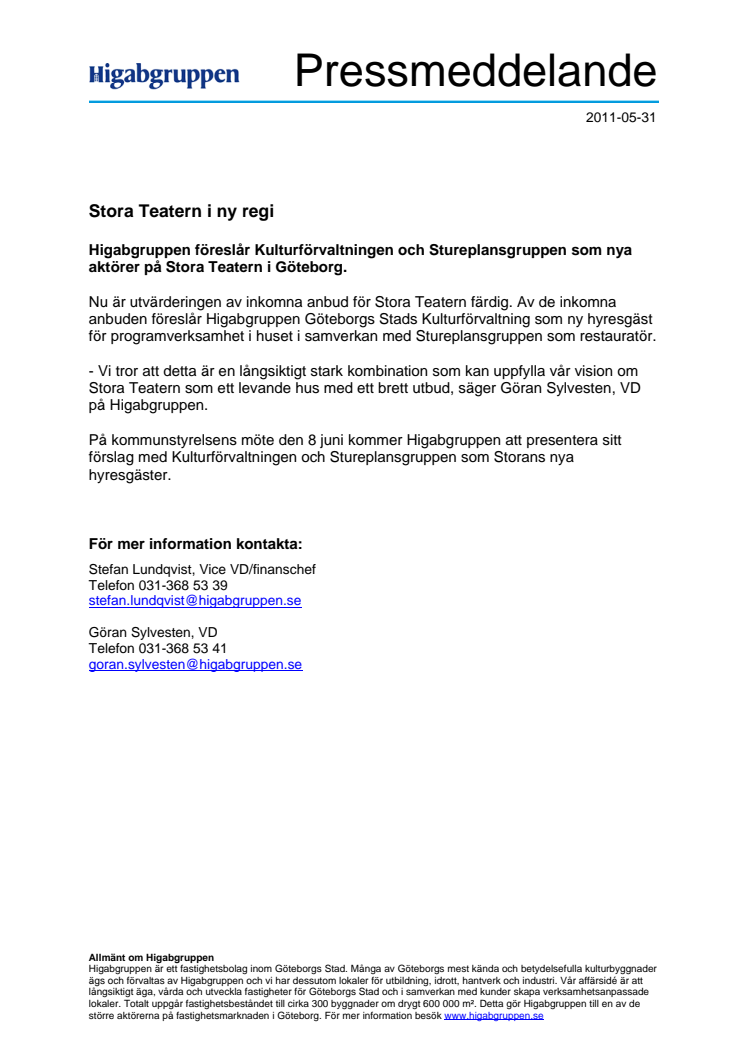 Stora Teatern i ny regi