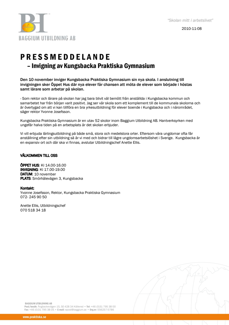Invigning av Kungsbacka Praktiska Gymnasium