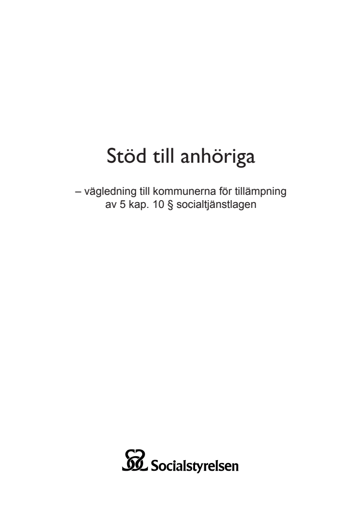 Inspiration till kommunerna att utveckla anhörigstöd