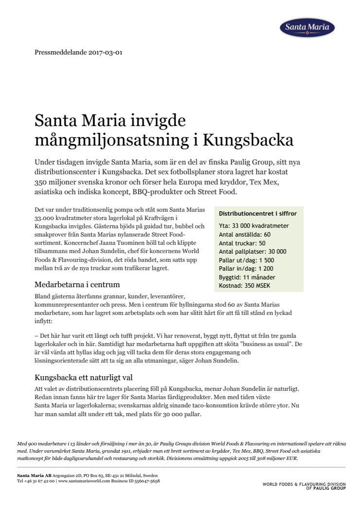 Santa Maria invigde mångmiljonsatsning i Kungsbacka