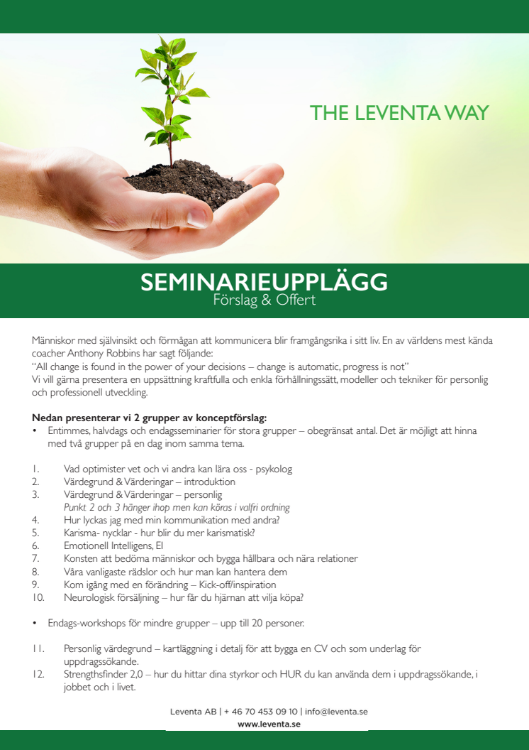 Leventa - seminarier & workshop & föreläsningar  - långversion