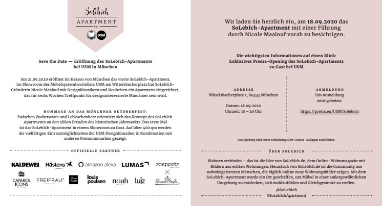 Einladung Press Day im Solebich Apartment München