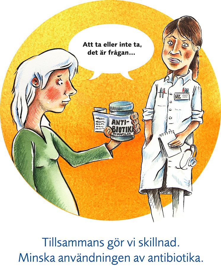 Tecknad bild från antibiotikakampanj i Västerbotten