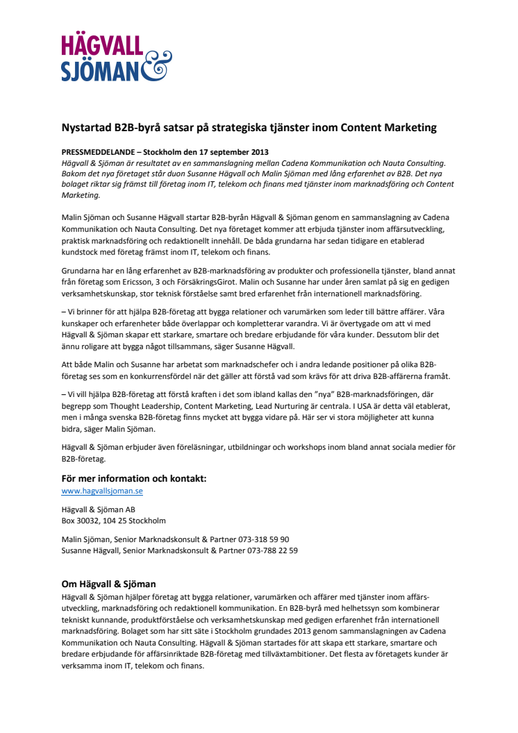 Nystartad B2B-byrå satsar på strategiska tjänster inom Content Marketing