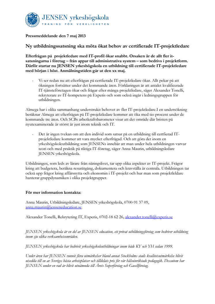 Ny utbildningssatsning ska möta ökat behov av certifierade IT-projektledare