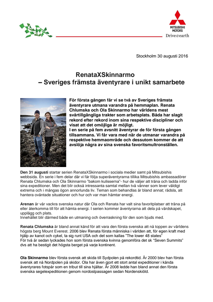 RenataXSkinnarmo - Sveriges främsta äventyrare i unikt samarbete