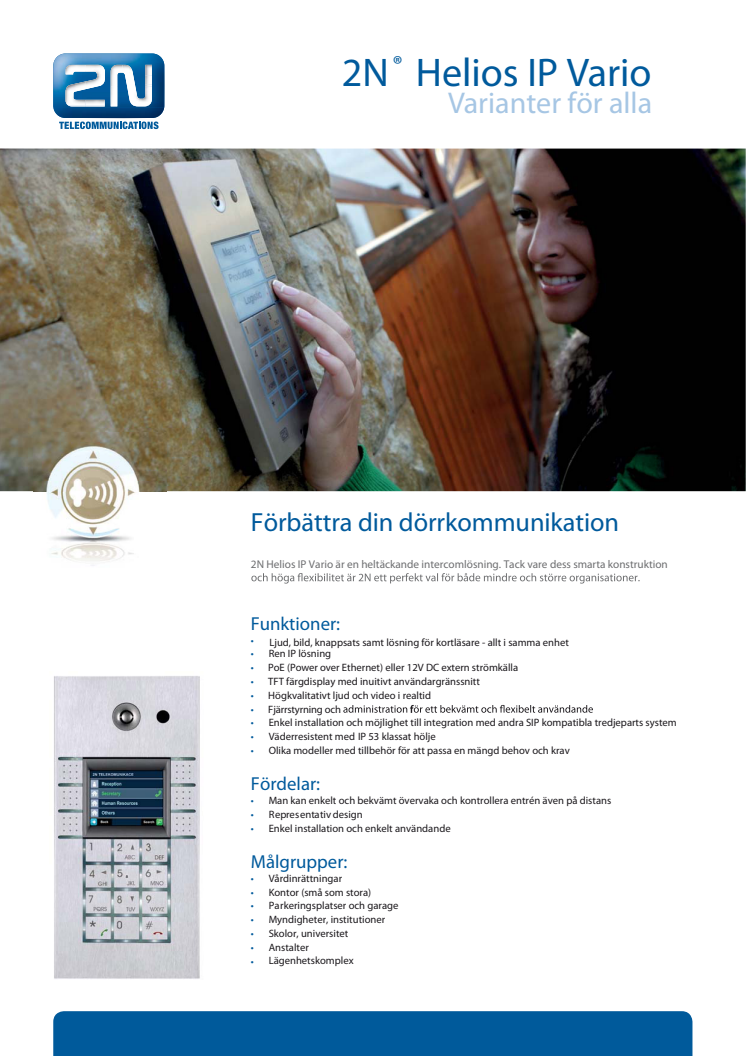 Porttelefoner från Gate Security - 2N Helios IP Vario