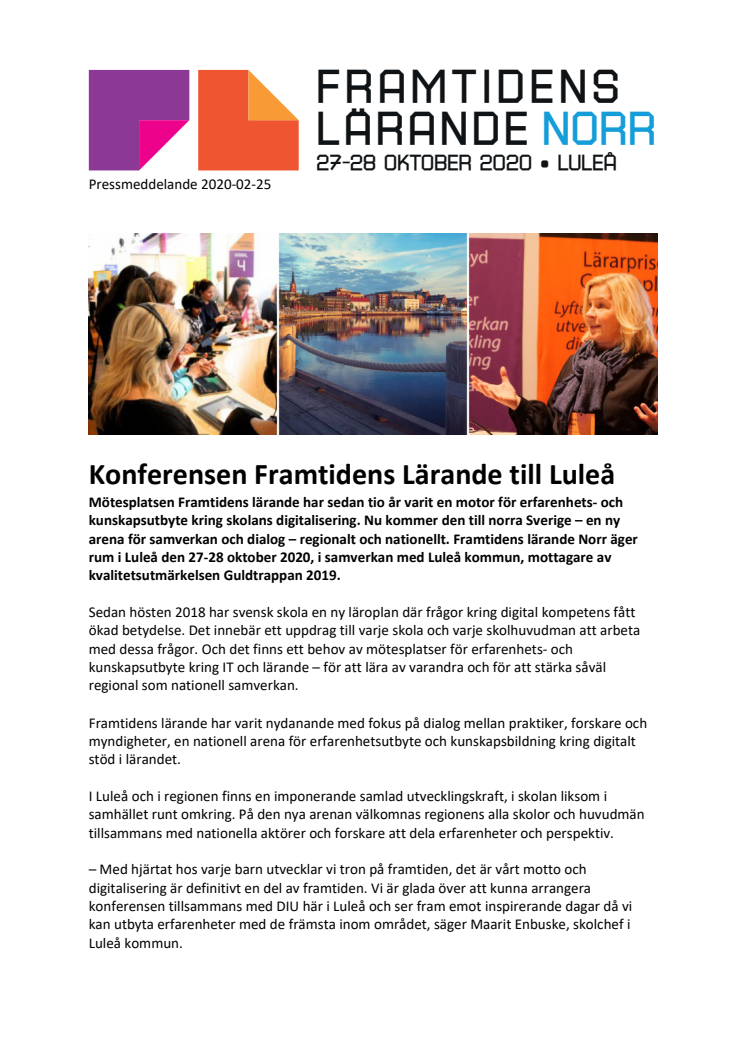 Konferensen Framtidens Lärande till Luleå