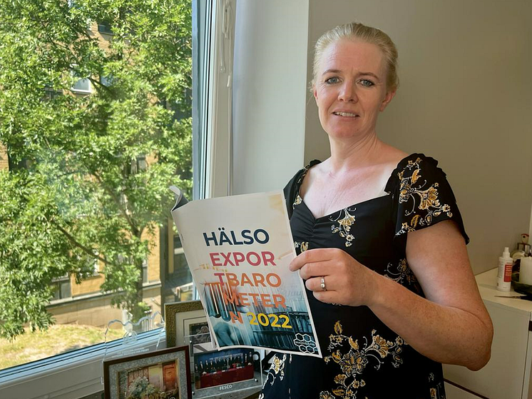 Maria Helling med Hälsoexportbarometern 2022