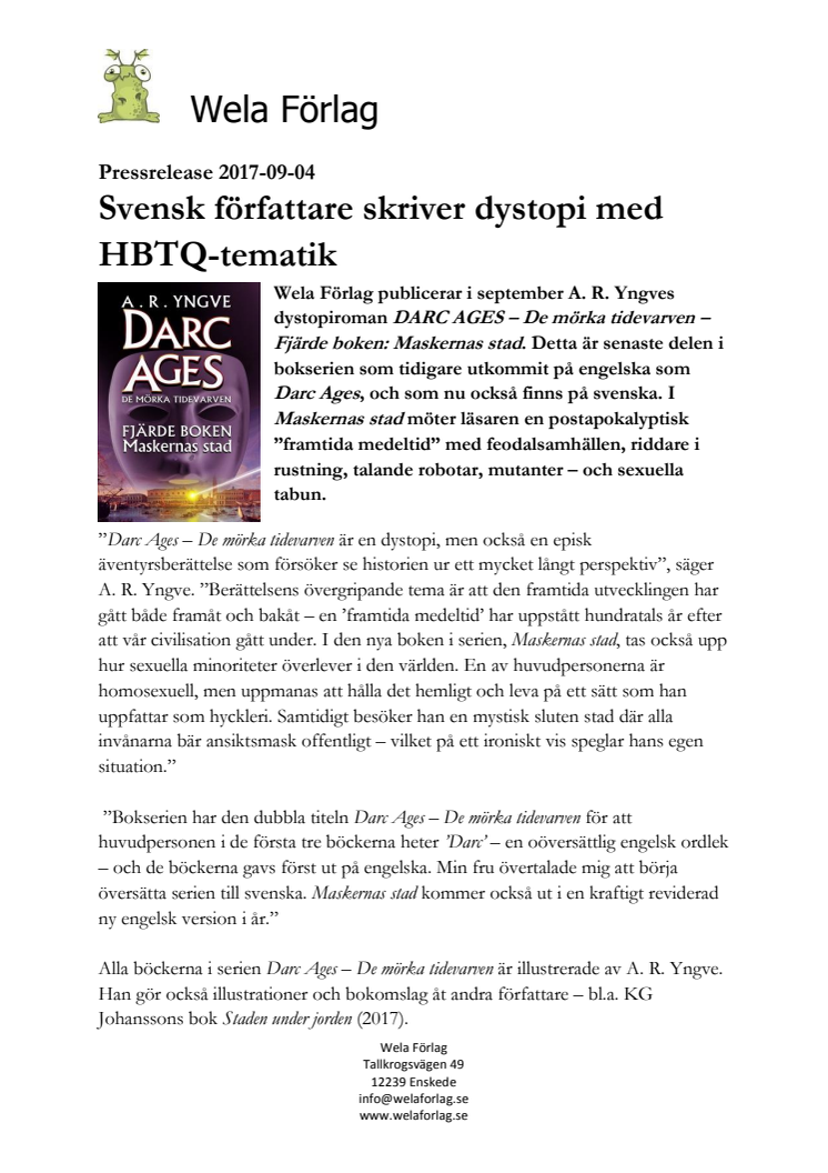 Svensk författare skriver dystopi med HBTQ-tematik