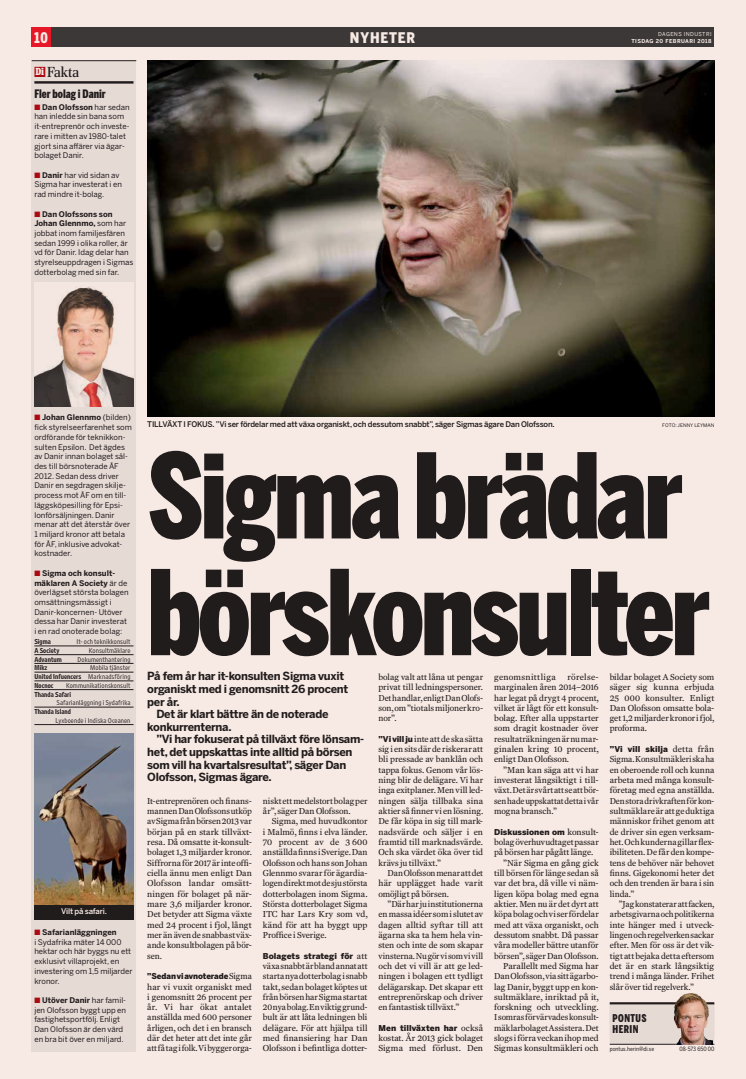 Sigma brädar börskonsulter