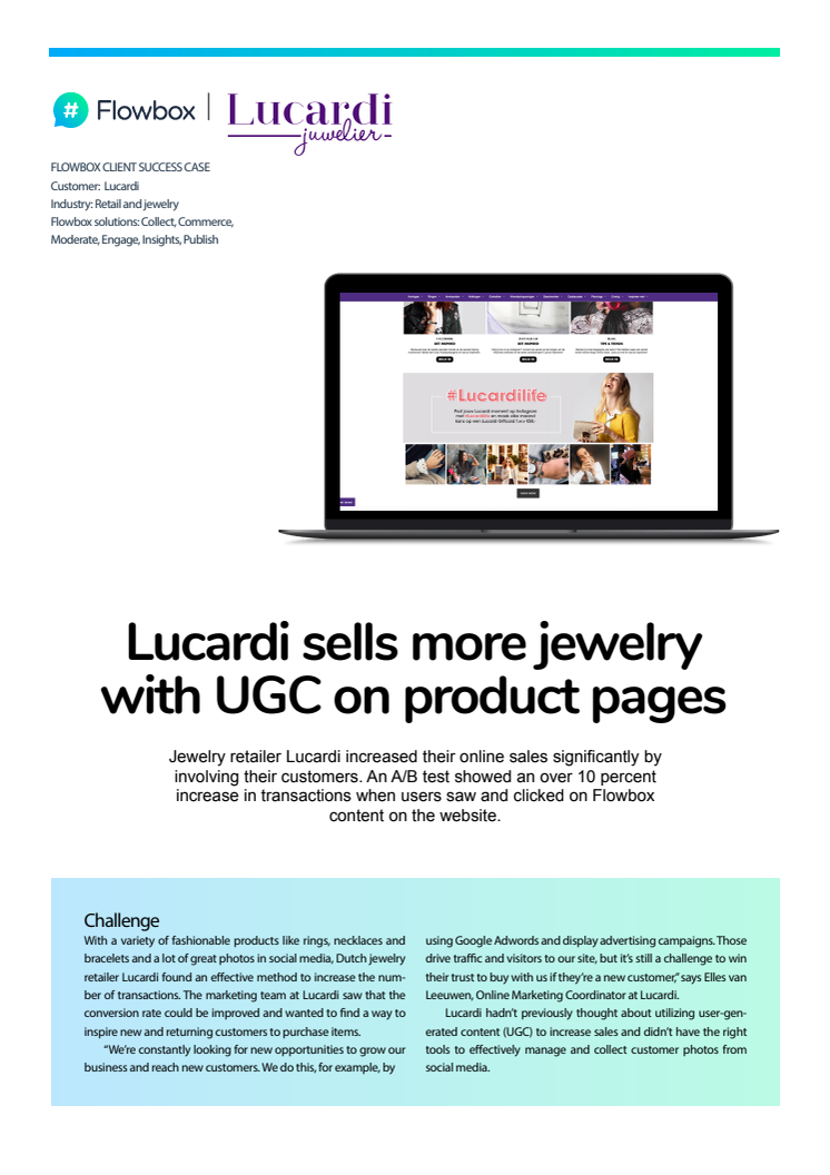 Lucardi sells more jewelry with UGC on product pages