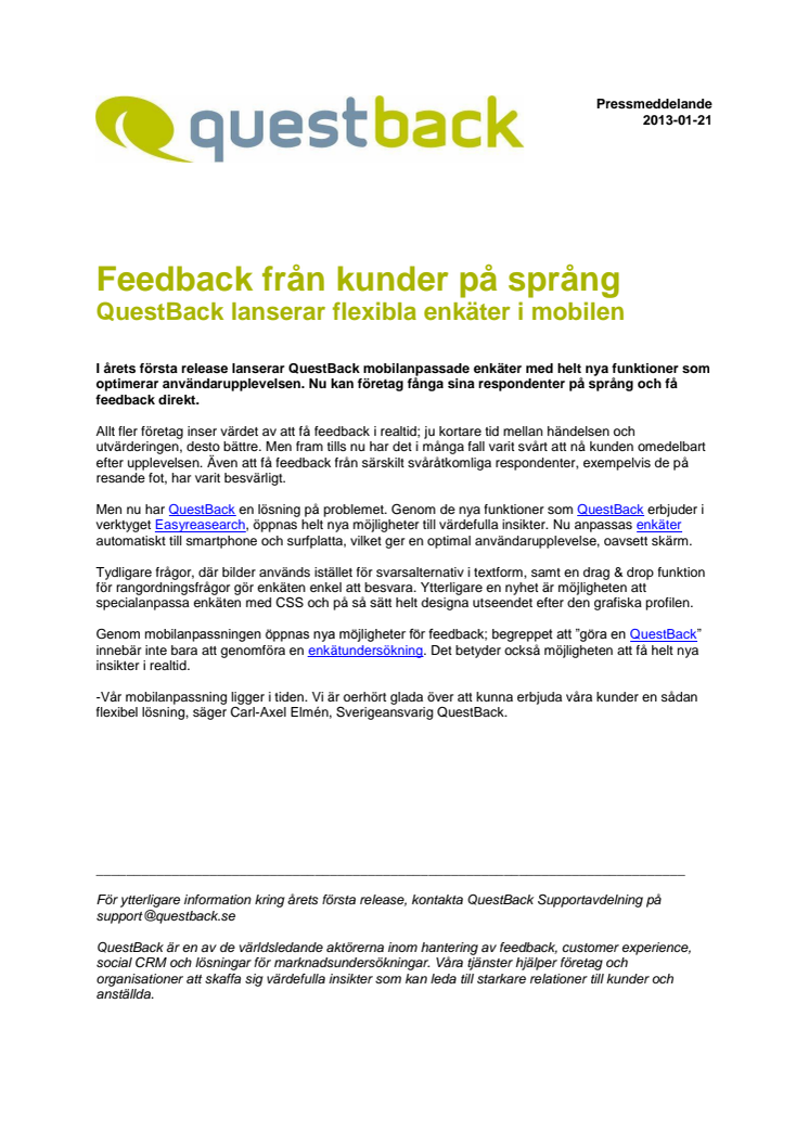 Feedback från kunder på språng: QuestBack lanserar flexibla enkäter i mobilen