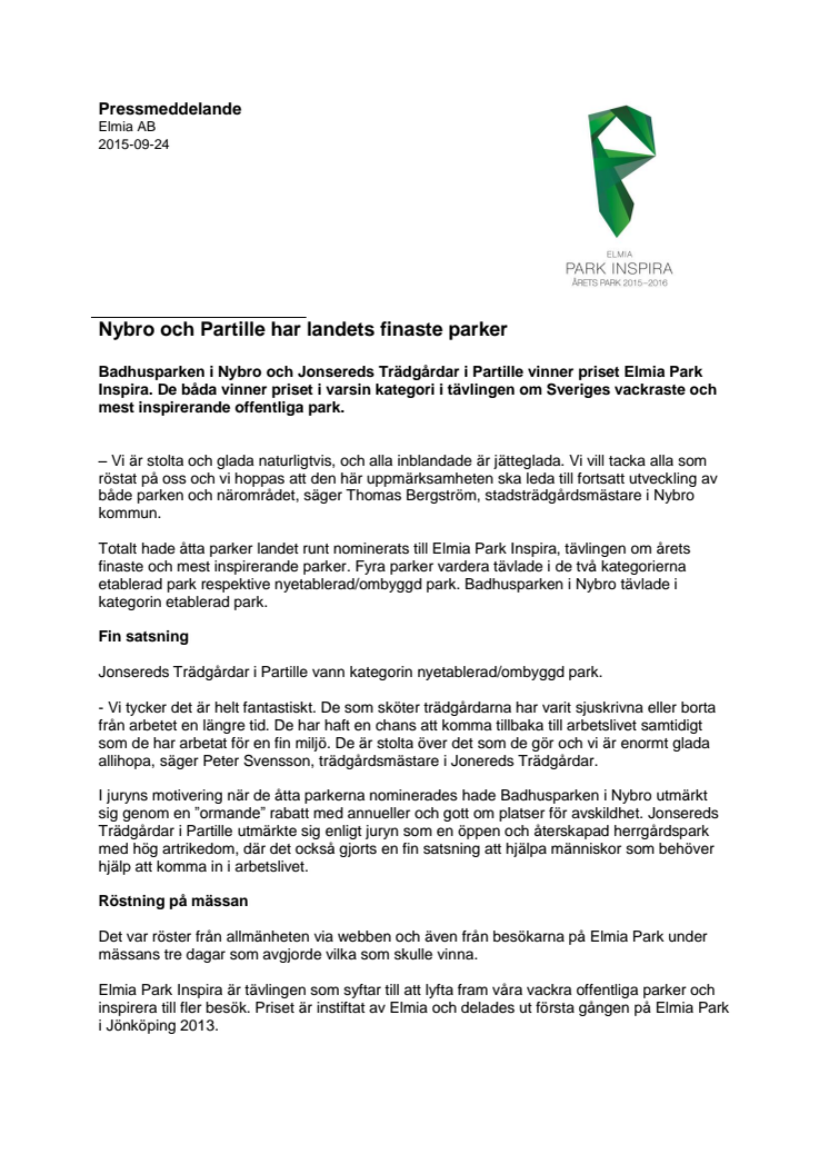 Vinnande grönt koncept på Elmia Park