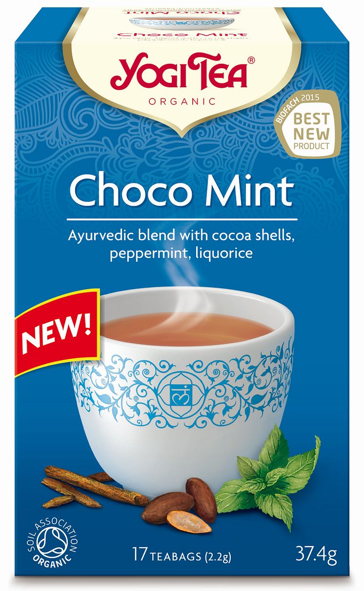 Ekologiska och smakrika Yogi tea lanserar i höst den uppfriskande Choco Mint.