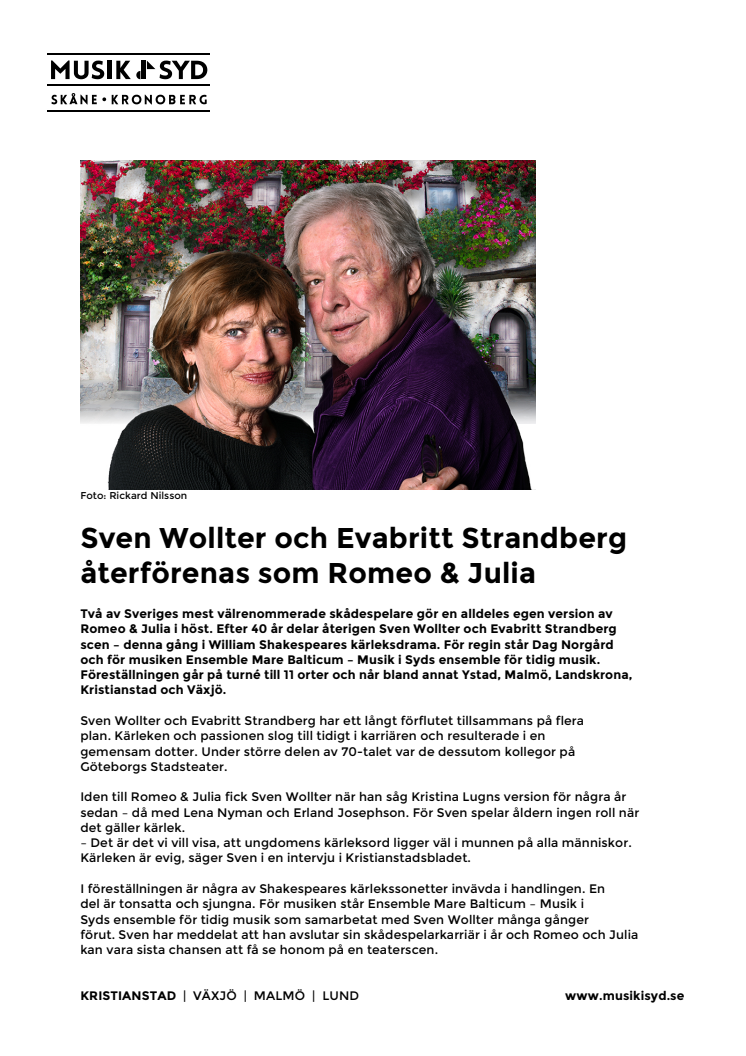 Sven Wollter och Evabritt Strandberg återförenas som Romeo & Julia