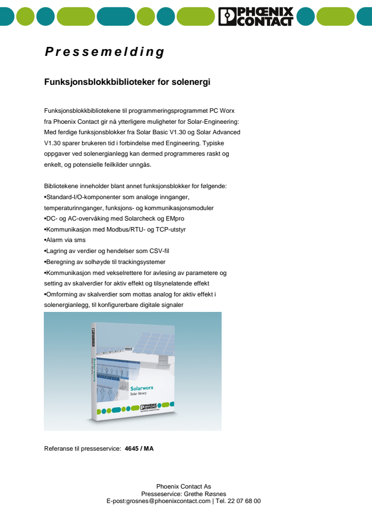 Funksjonsblokkbibliotek for solenergi