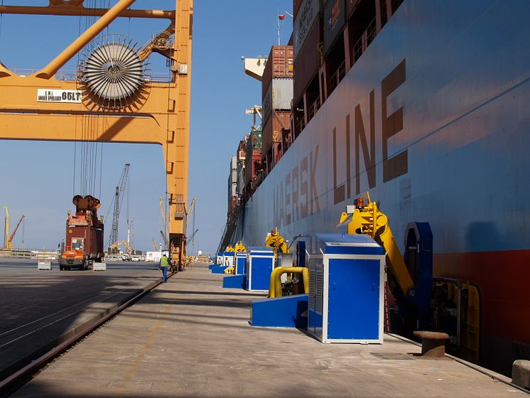 Three-in-one: Cavotec MoorMaster™ , Panzerbelt, and motorised cable reel at the Port of Salalah