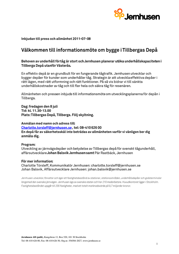 Välkommen till informationsmöte om bygge i Tillbergas Depå