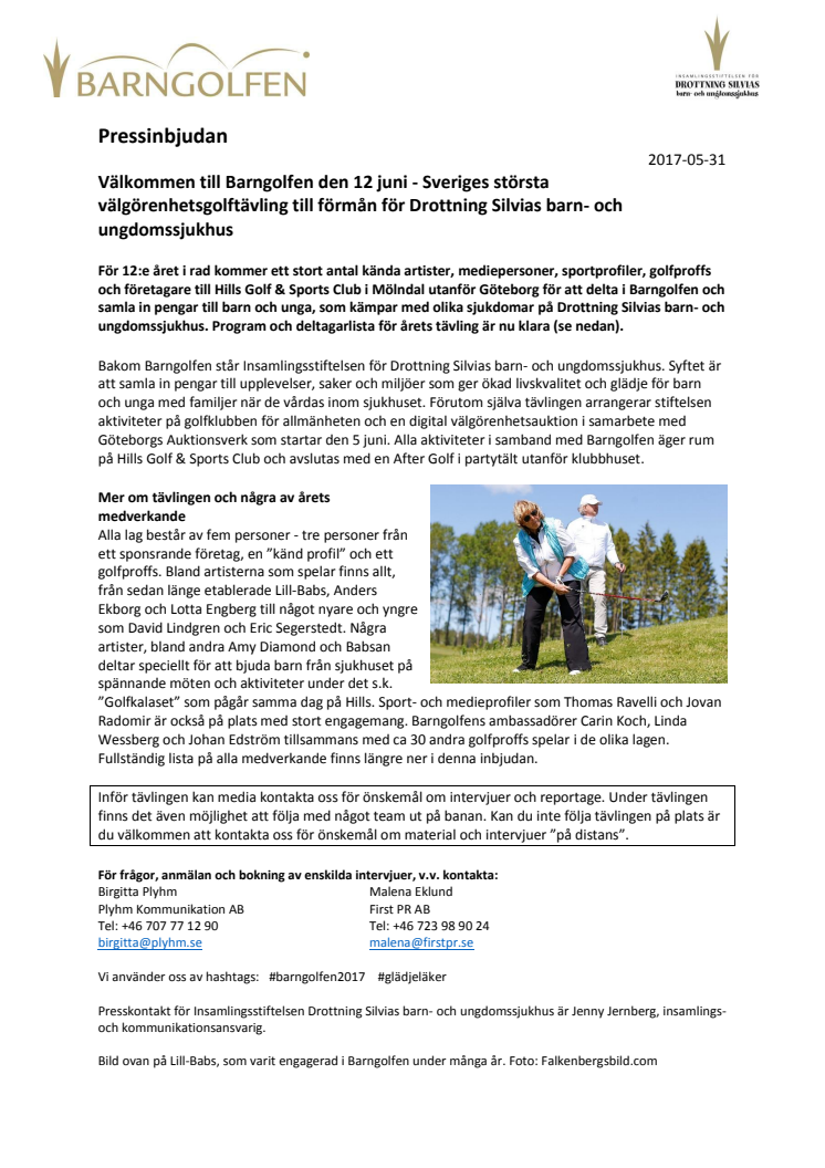 Välkommen till Barngolfen den 12 juni - Sveriges största välgörenhetsgolftävling 
