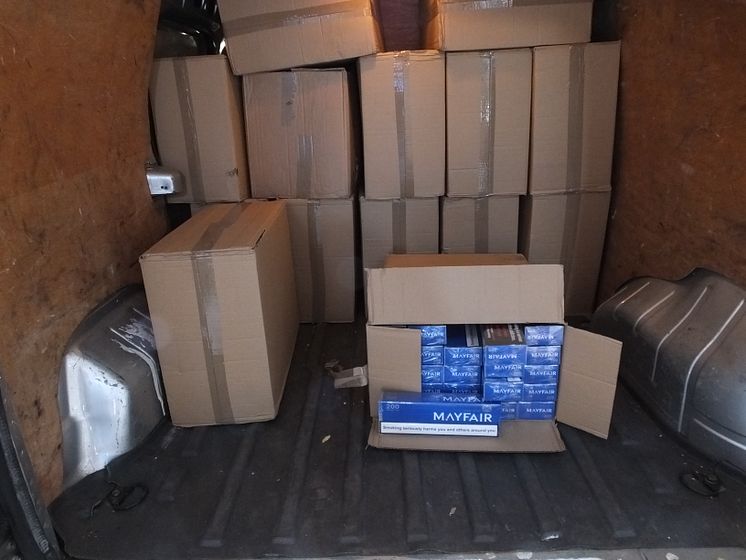 Illegal cigarettes seized from a van