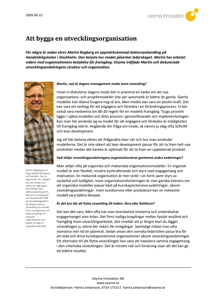 Att bygga en utvecklingsorganisation
