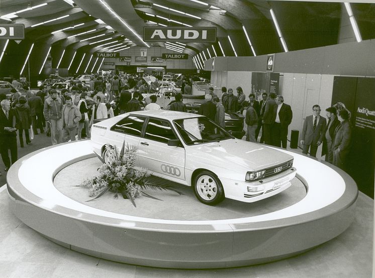 Audi quattro præsenteret på Geneve Motor Show i 1980