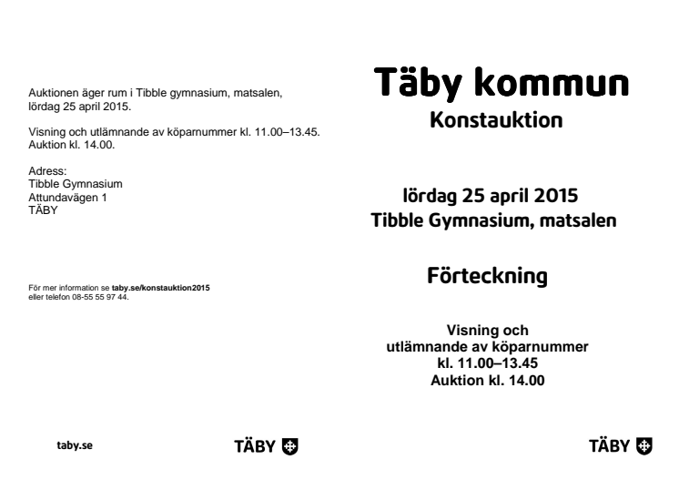 Förteckning över konstauktion Täby 2015
