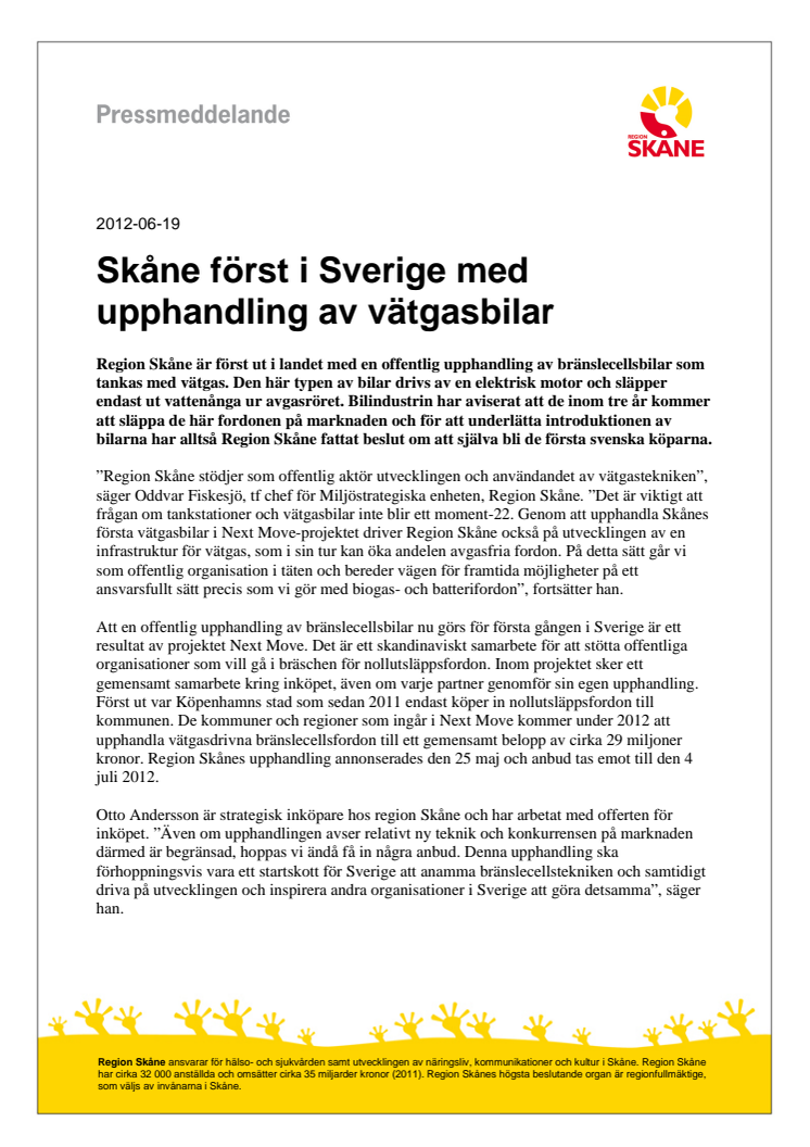 Skåne först i Sverige med upphandling av vätgasbilar