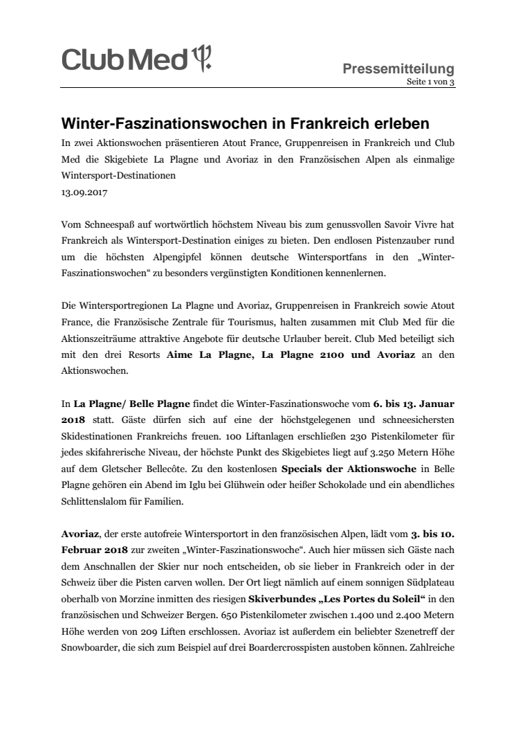 Winter-Faszinationswochen in Frankreich erleben