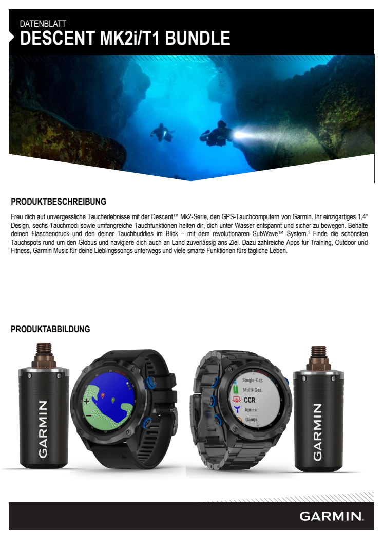 Datenblatt Garmin DESCENT MK2i BUNDLE