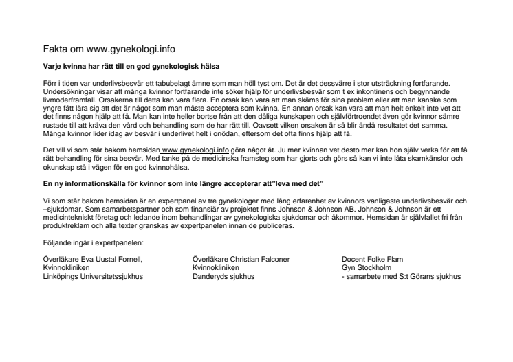 Fakta om www.gynekologi.info