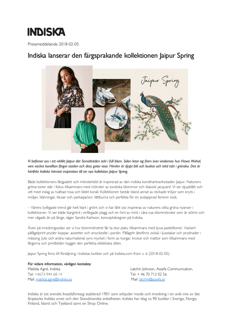 Indiska lanserar den färgsprakande kollektionen Jaipur Spring