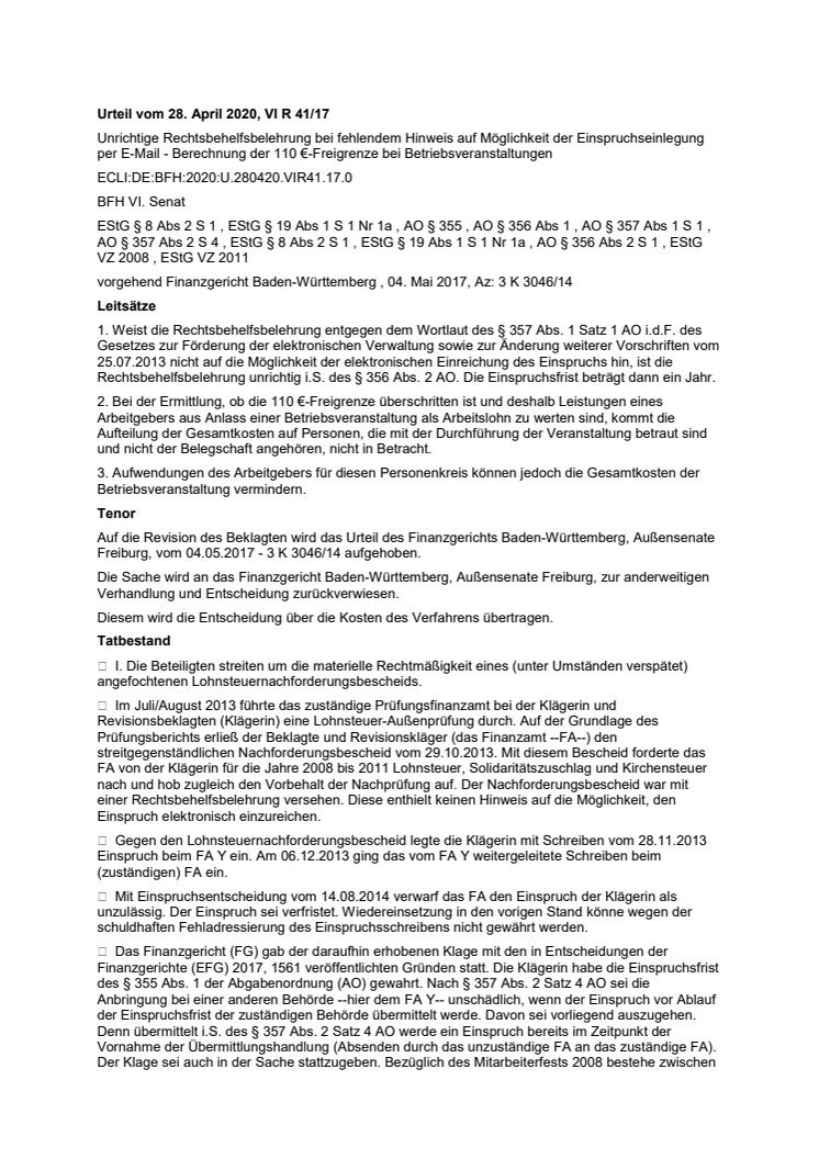 BFH Urteil vom 28.04.2020 - VI R 41-17.pdf
