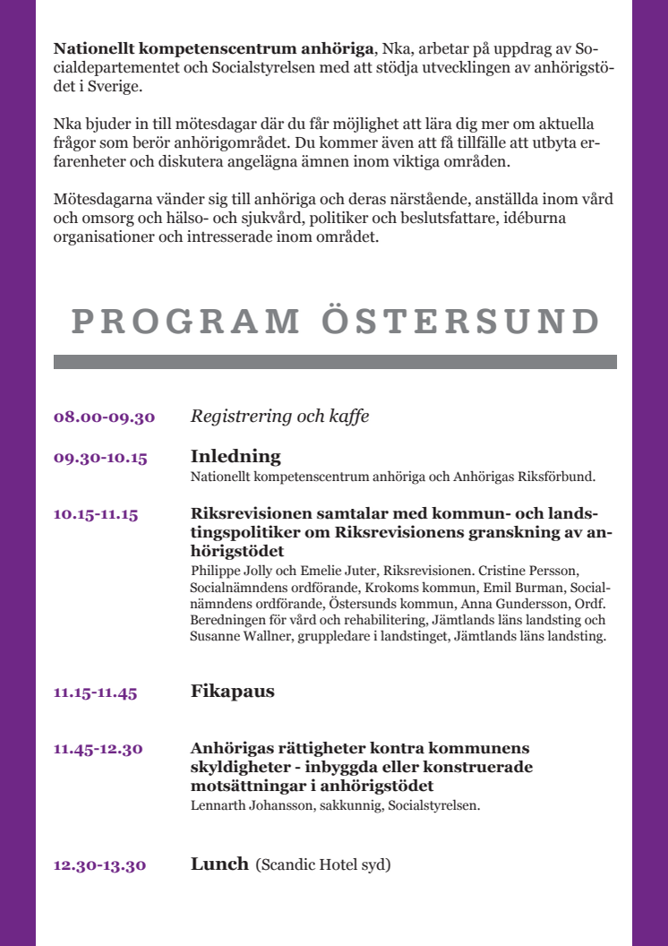 Pressinbjudan till mötesdag om anhörigfrågor i Östersund