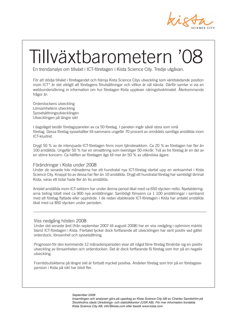 Kista Science City tillväxtbarometer 2008