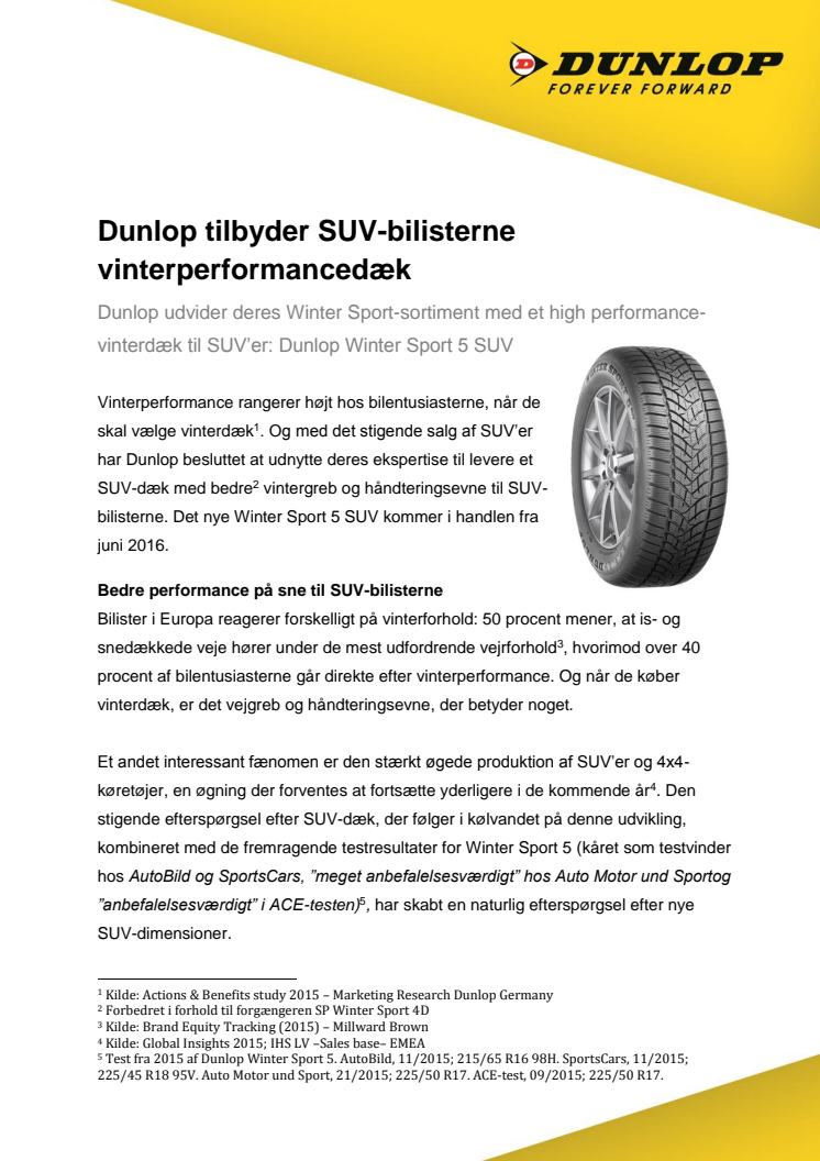 Dunlop tilbyder SUV-bilisterne vinterperformancedæk