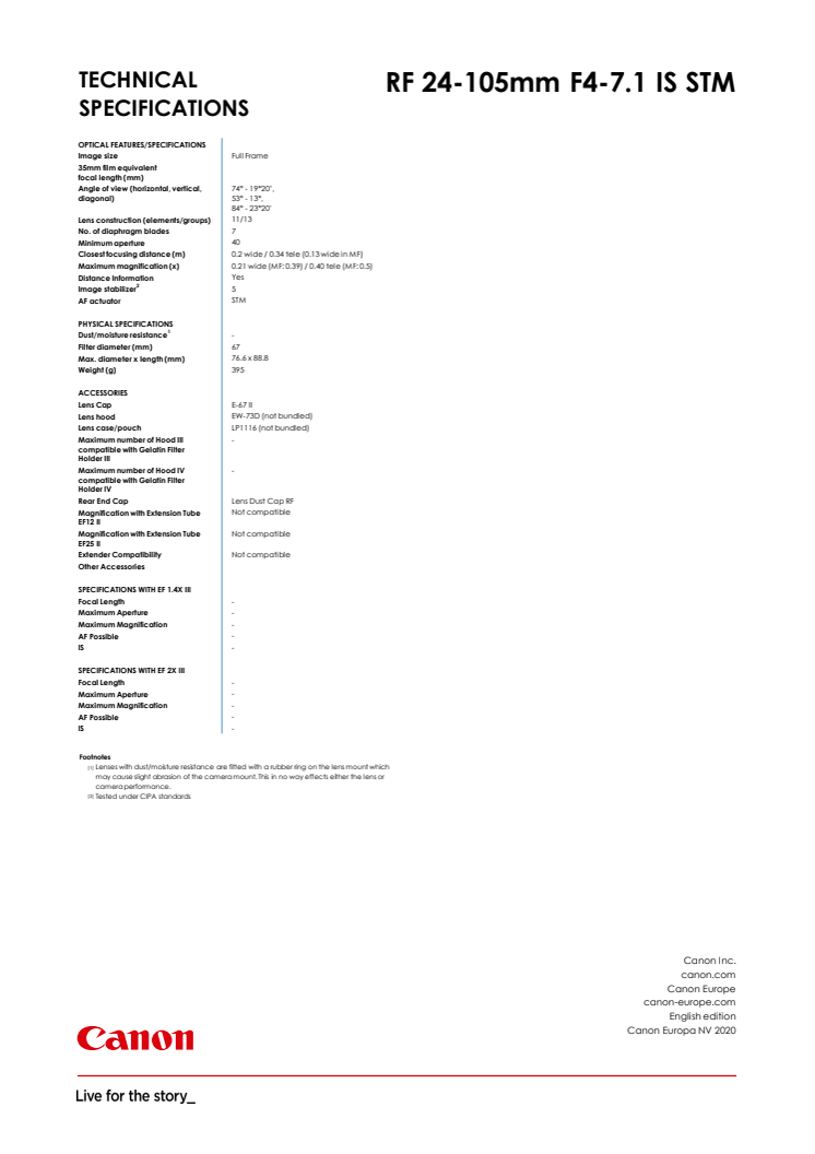 PR Spec Sheet RF 24-105mm F4-7.1 IS STM