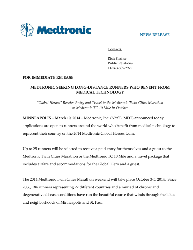 Nu är ansökan till Medtronics ”Twin Cities Marathon” 2014 öppet för alla som lever med medicintekniska hjälpmedel