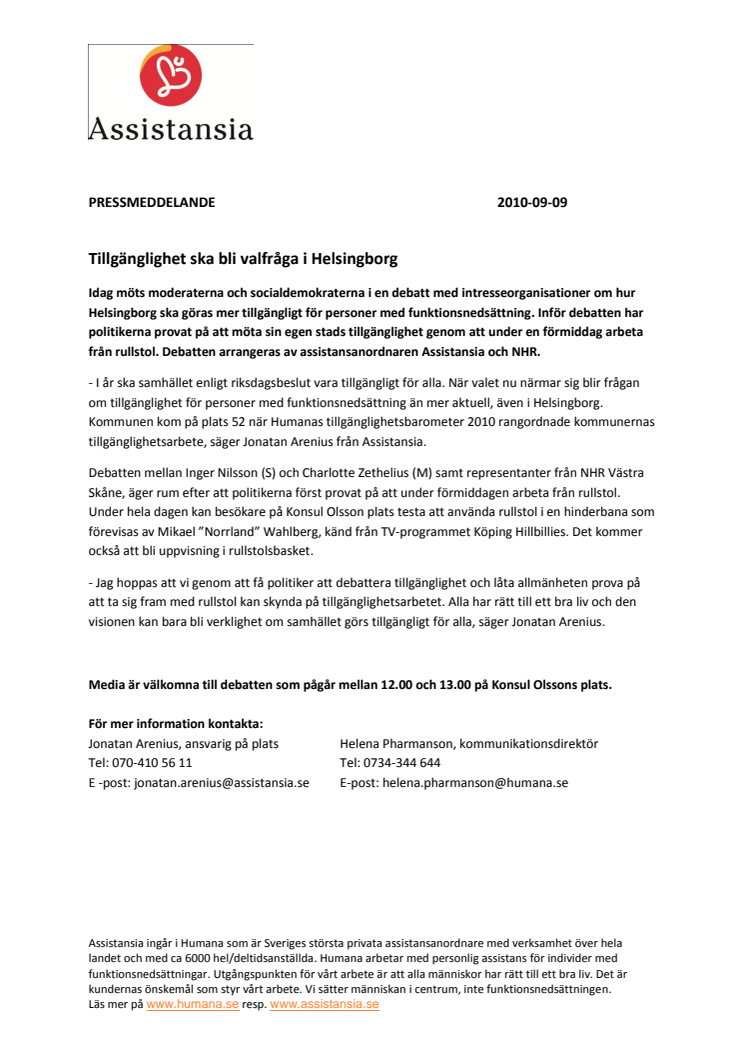 Tillgänglighet ska bli valfråga i Helsingborg