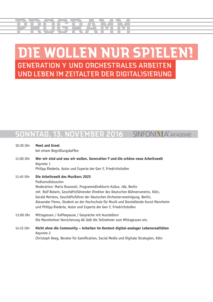 Programm SINFONIMA Akademie und Deutscher Orchestertag 2016