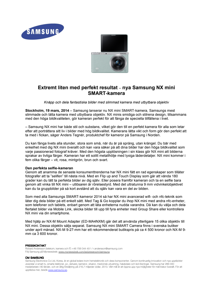 Extremt liten med perfekt resultat – nya Samsung NX mini  SMART-kamera