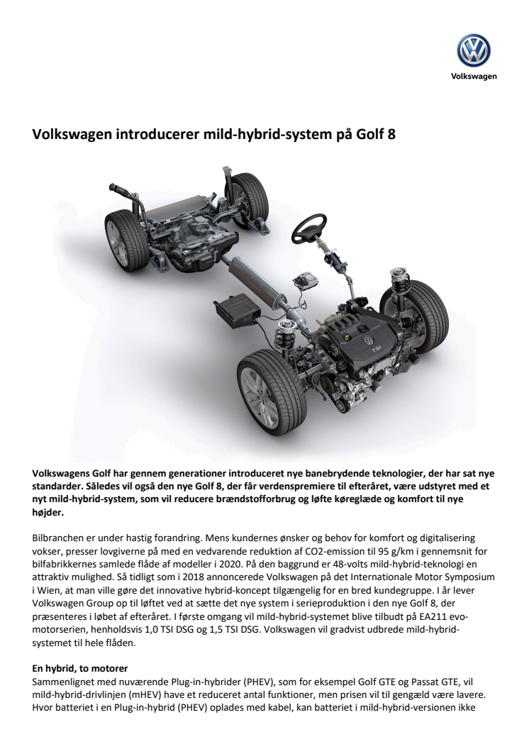 Volkswagen introducerer mild-hybrid-system på Golf 8