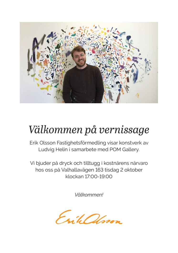 Vernissage med Ludvig Helin i Erik Olssons "Konstfönster" 